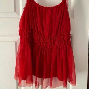 H&M Red  Tank Top Size L with elastic waist some sheer! Super Cute !